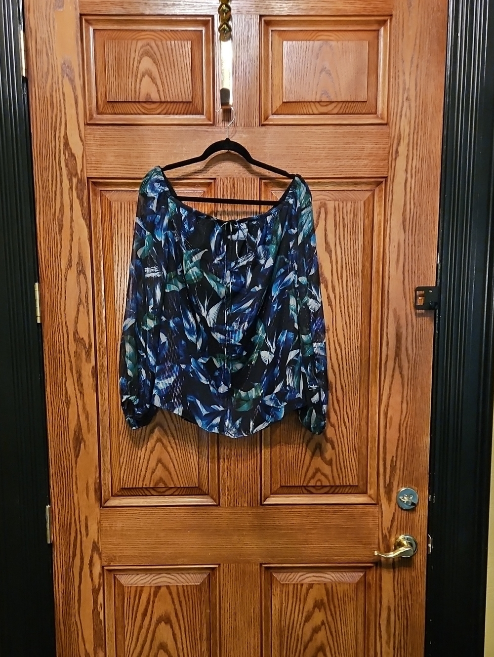 New  Blue & Green Floral Off-Shoulder Blouse